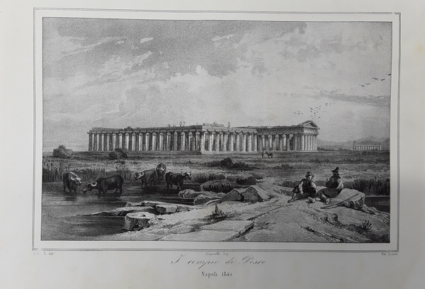 I Tempii di Pesto. Litografia. VIANELLI - ZEZON, 1845.