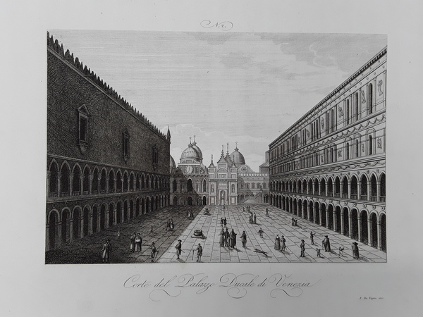 Corte del Palazzo Ducale di Venezia. Incisione in rame. ZUCCAGNI …