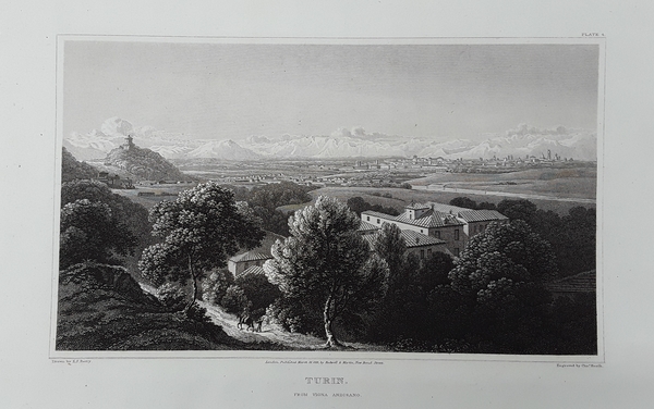Turin, from Vigna Andisano. Incisione in acciaio. BATTY, 1820.
