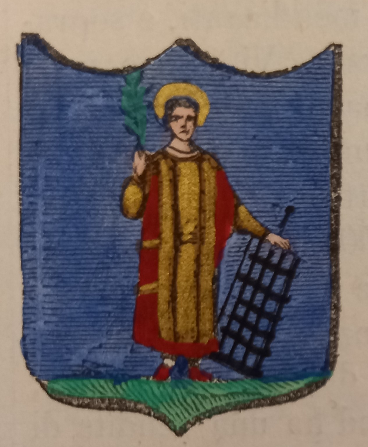 BORGO S. LORENZO (FI). Stemma miniato. 2 pagg. di testo.