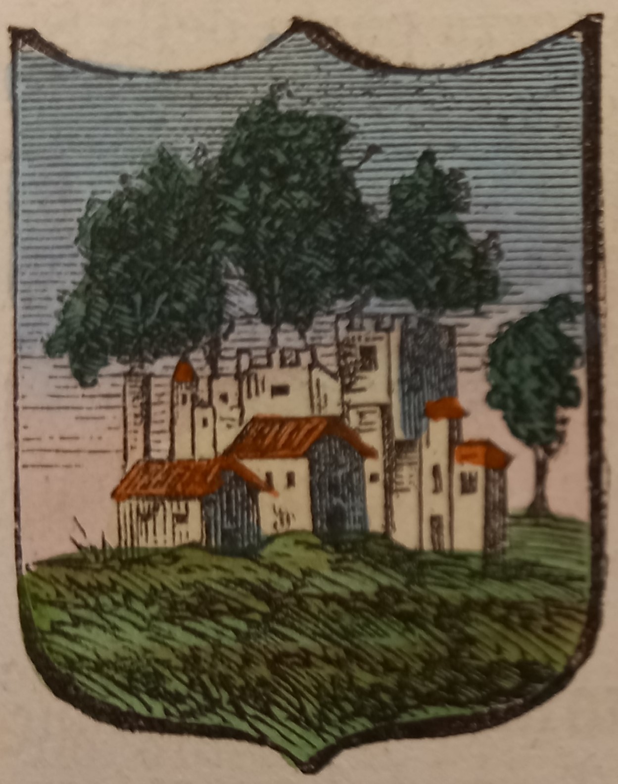 CASTELMUSCHIO (ISTRIA). Stemma miniato. 1 pag. di testo.