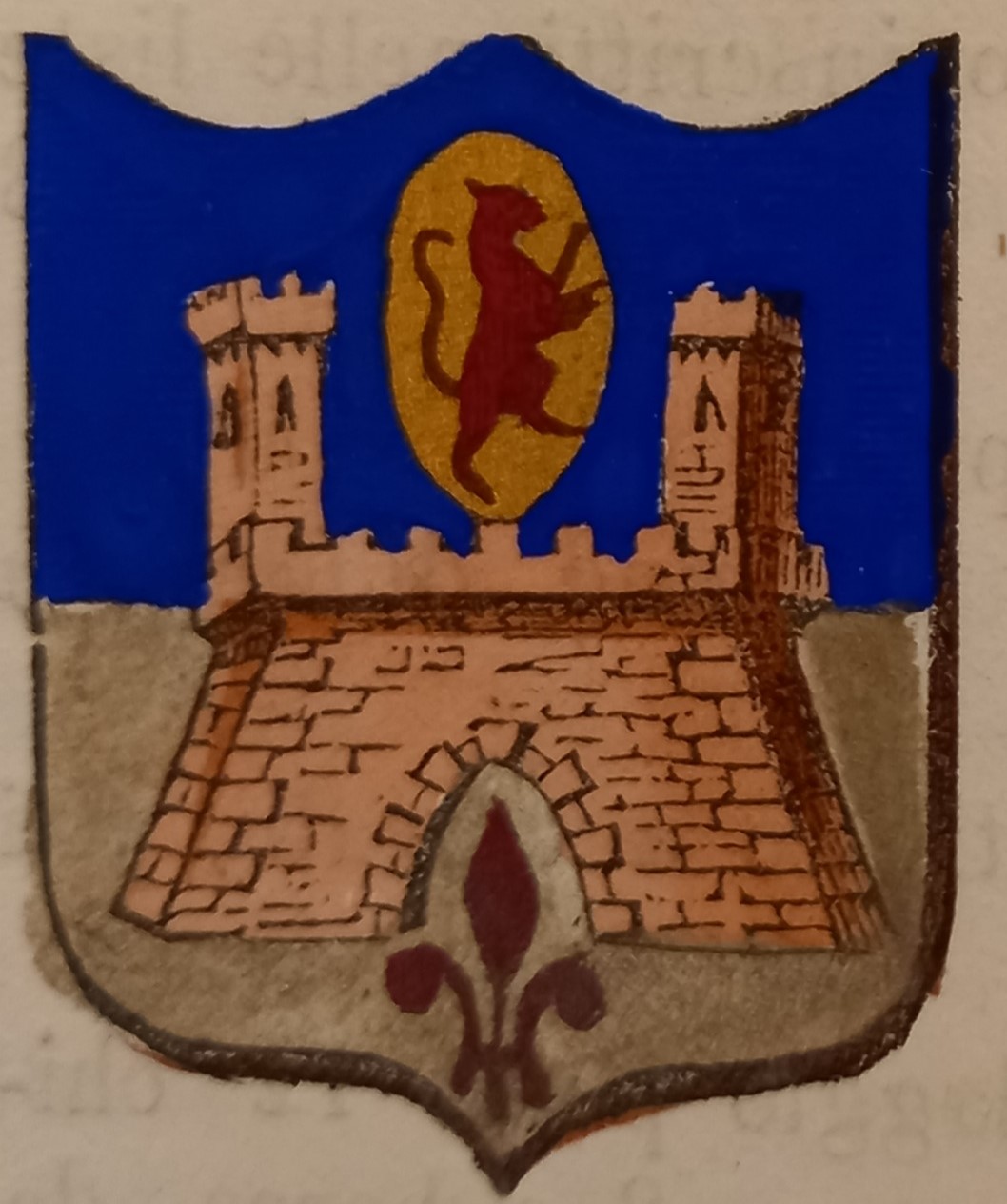 CASTIGLIONE UBERTINI (AR). Stemma miniato. 2 pagg. di testo.