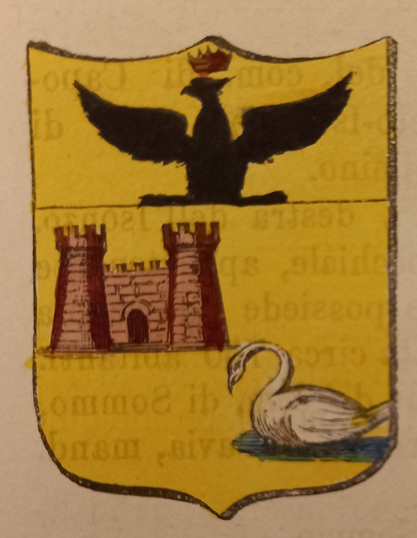 LUINO (VA). Stemma miniato. 2 pagg. di testo.