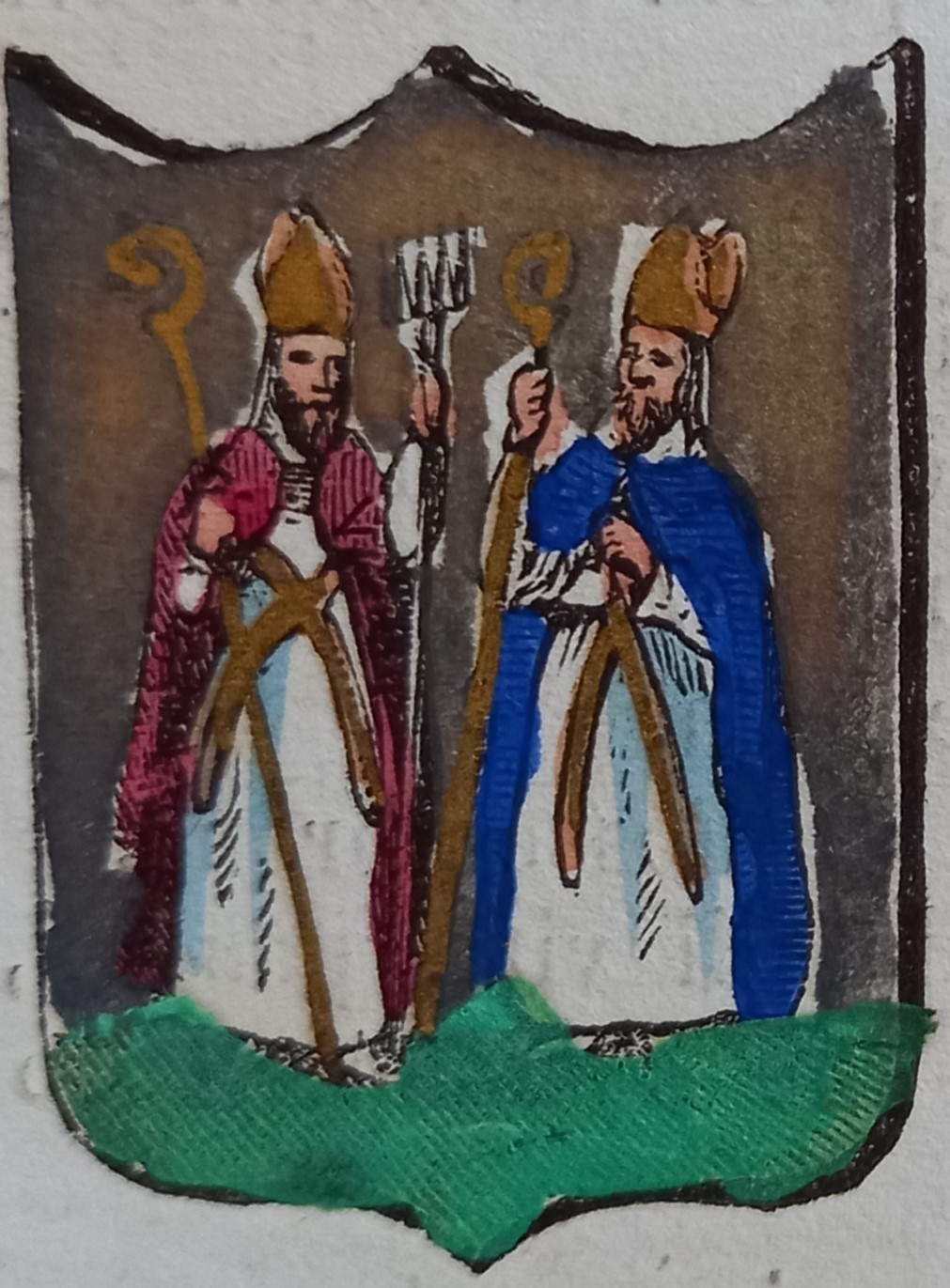 MONTERONI D’ARABIA (SI). Stemma miniato. 1 pag. di testo.