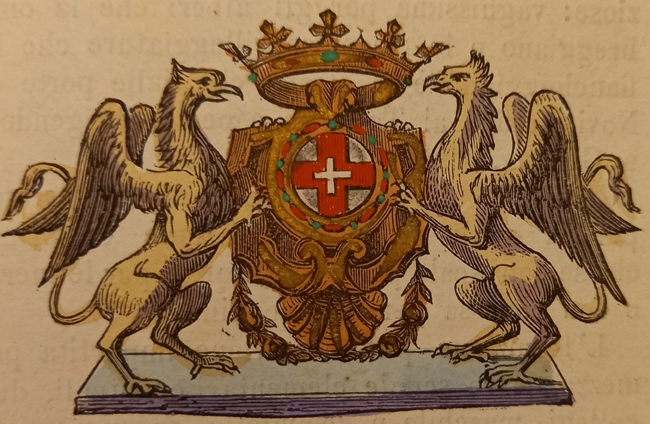 NOVI LIGURE (AL). Stemma miniato. 2 pagg. di testo.