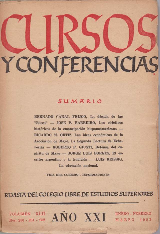 CURSOS Y CONFERENCIAS, VOLUMEN XLII, ANO XXI, ENERO - FEBRERO …