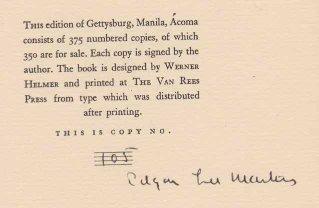 GETTYSBURG MANILA ACOMA