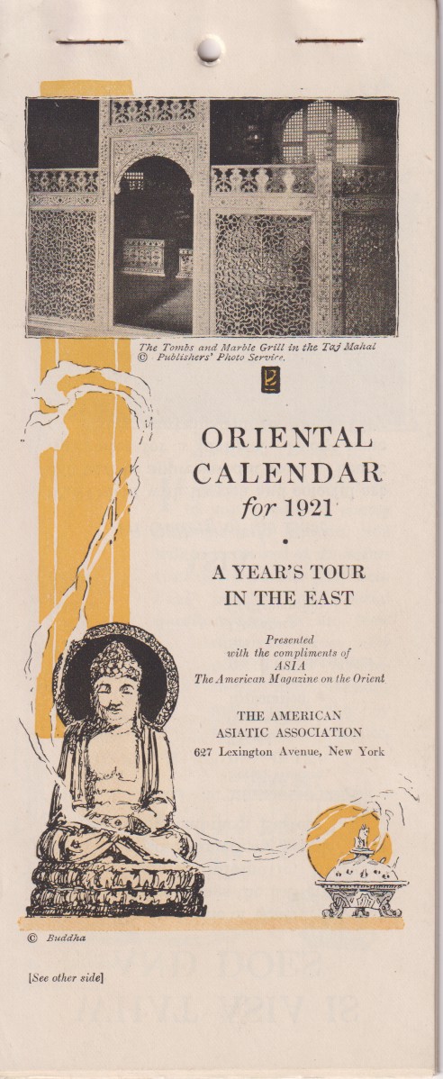 ORIENTAL CALENDAR FOR 1921 A Year's Tour in the East