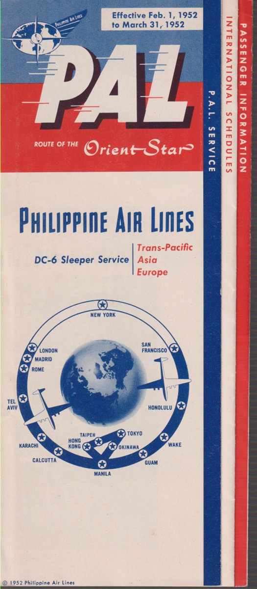 PAL ROUTE OF THE ORIENT STAR DC-6 Sleeper Service. Trans-Pacific, …