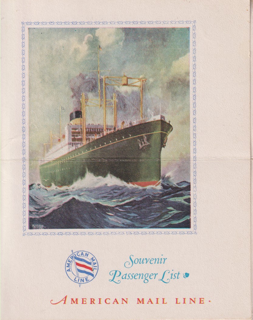 SOUVENIR PASSENGER LIST THE SHORT STRAIGHT ROUTE between UNITED STATES …