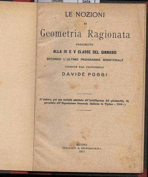 LE NOZIONI DI GEOMETRIA RAGIONATA prescritte alla IV e V …