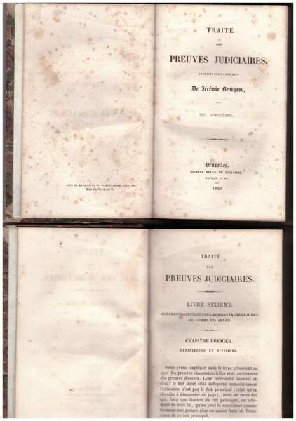 TRAITE' DES PREUVES JUDICIAIRES extraits des manuscrits De Jérémie Bentham …