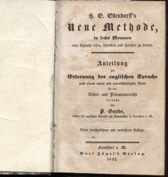 H.G.OLLENDORFF'S NEUE METHODE in sechs Monaten eine Spache lesen, schreiben …