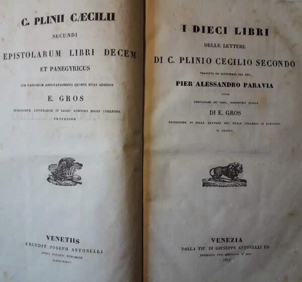 I DIECI LIBRI DELLE LETTERE DI C.PLINIO CECILIO SECONDO TRADOTTE …