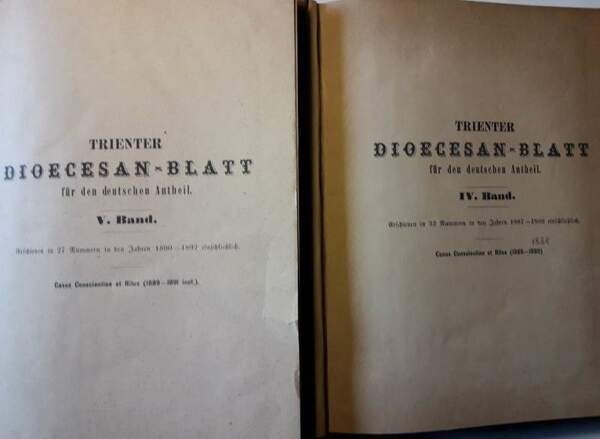 TRIENTER DIOCESAN-BLATT FUR DEN DEUTSCHEN ANTHEIL-IV &amp; V BAND-2 voll.(1892)