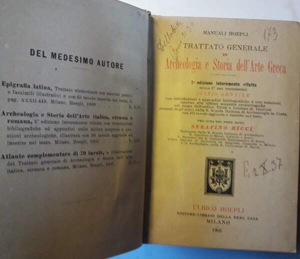 TRATTATO GENERALE DI ARCHEOLOGIA E STORIA DELL'ARTE GRECA- 2'EDIZIONE INTERAMENTE …