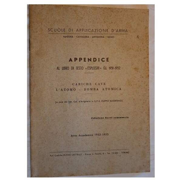 APPENDICE AL LIBRO DI TESTO "ESPLOSIVI" ED 1951-1952