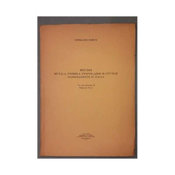 STUDII SULLA POESIA POPOLARE E CIVILE MASSIMAMENTE IN ITALIA(1954)