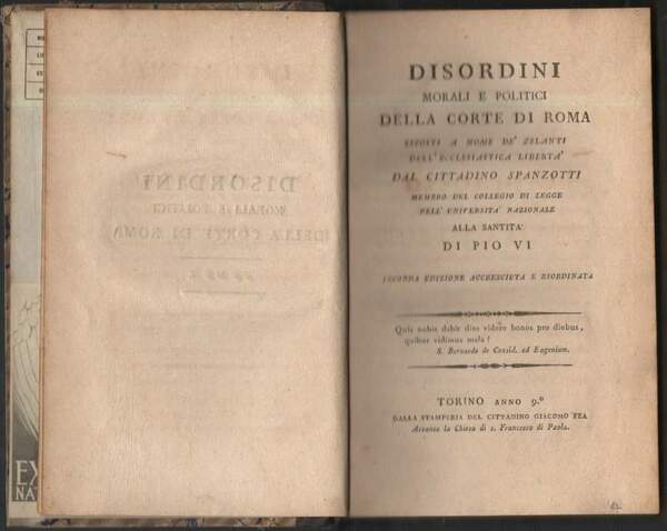 DISORDINI MORALI E POLITICI DELLA CORTE DI ROMA