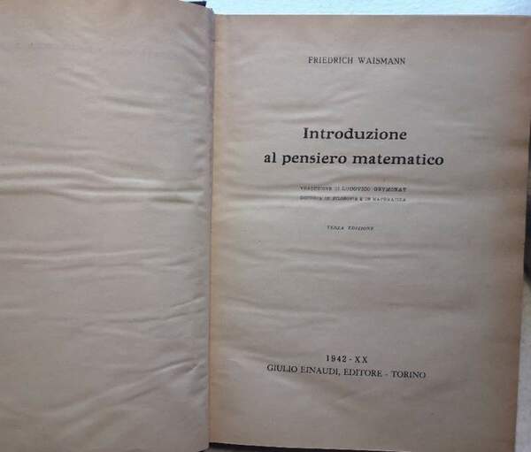INTRODUZIONE AL PENSIERO MATEMATICO(1942)