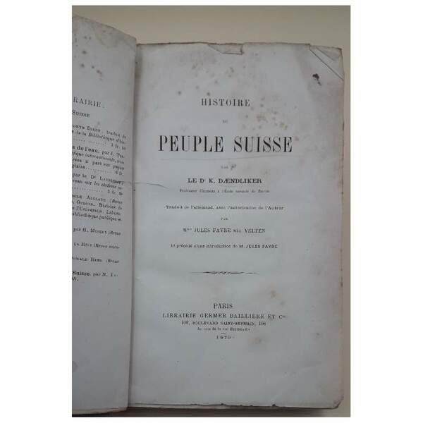 HISTOIRE DU PEUPLE SUISSE(1879)