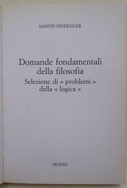 DOMANDE FONDAMENTALI DELLA FILOSOFIA (1988)
