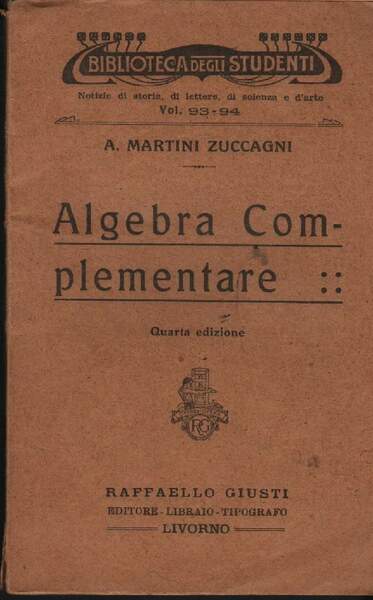 ALGEBRA COMPLEMENTARE(1926)