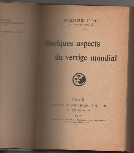 QUEQUES ASPECTS DU VERTIGE MONDIAL (1917)