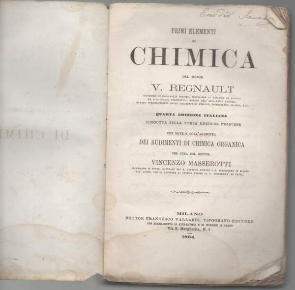 PRIMI ELEMENTI DI CHIMICA (1864)