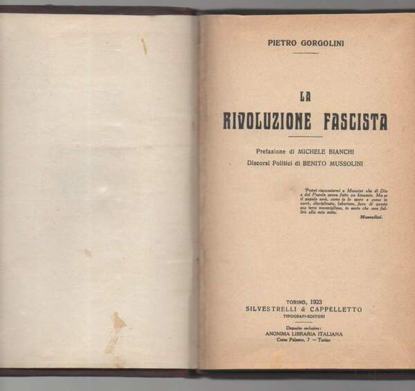 LA RIVOLUZIONE FASCISTA (1923)