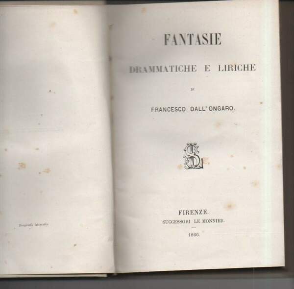 FANTASIE DRAMMATICHE E LIRICHE (1866)