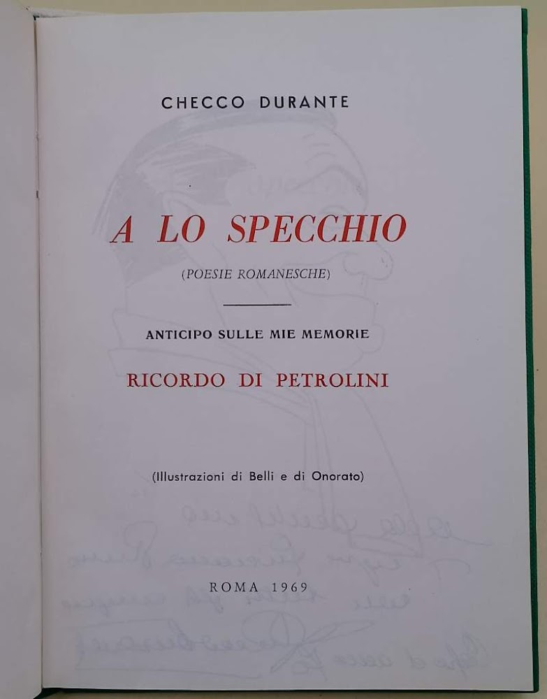 A LO SPECCHIO(POESIE ROMANESCHE)ANTICIPO SULLE MIE MEMORIE-RICORDO DI PETROLINI( 1969)