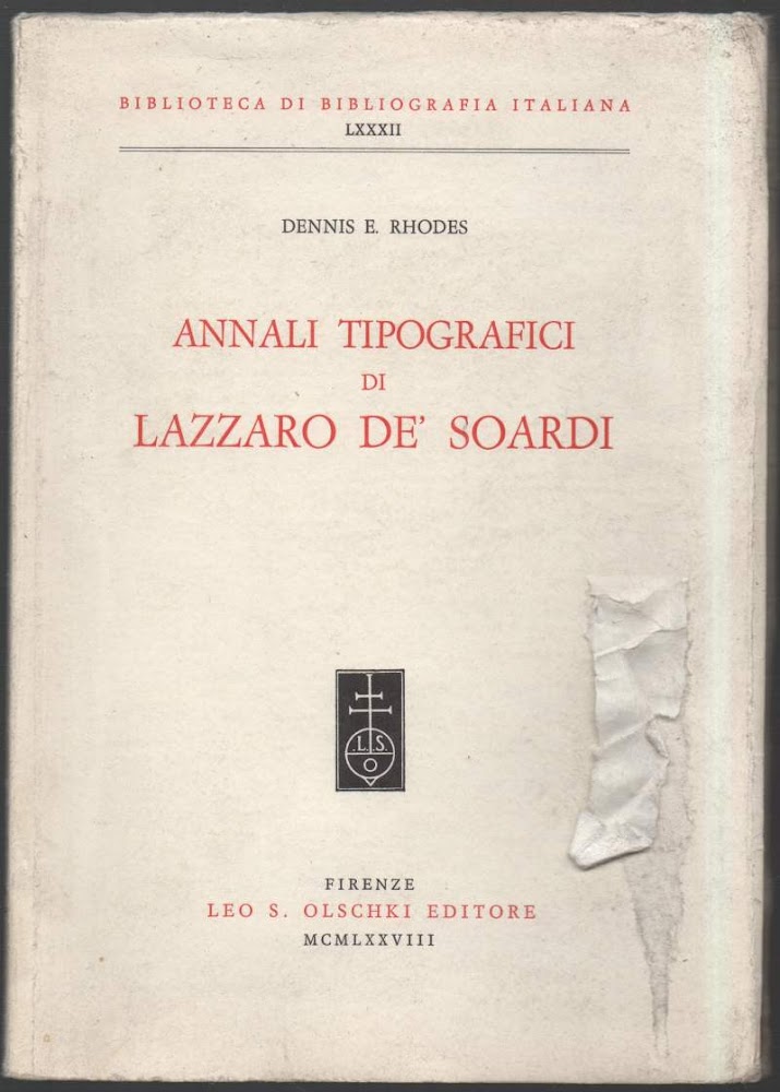 ANNALI TIPOGRAFICI DI LAZZARO DE' SOARDI (1978)