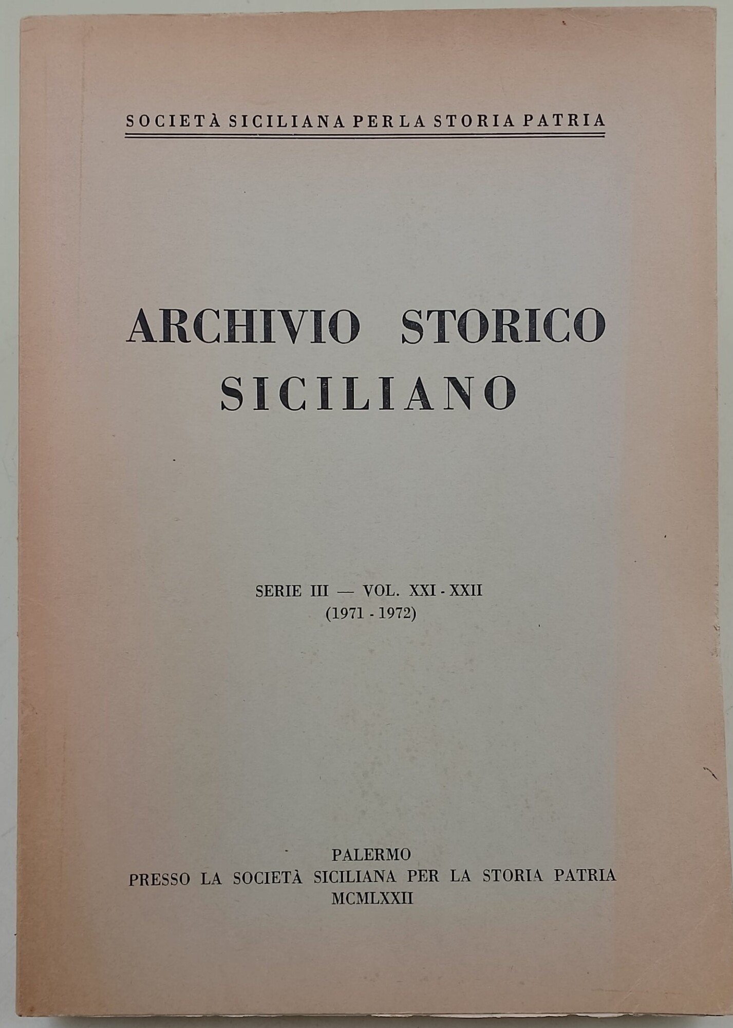Archivio Storico Siciliano- serie III-Vol. XXI-XXII(1971-1972)