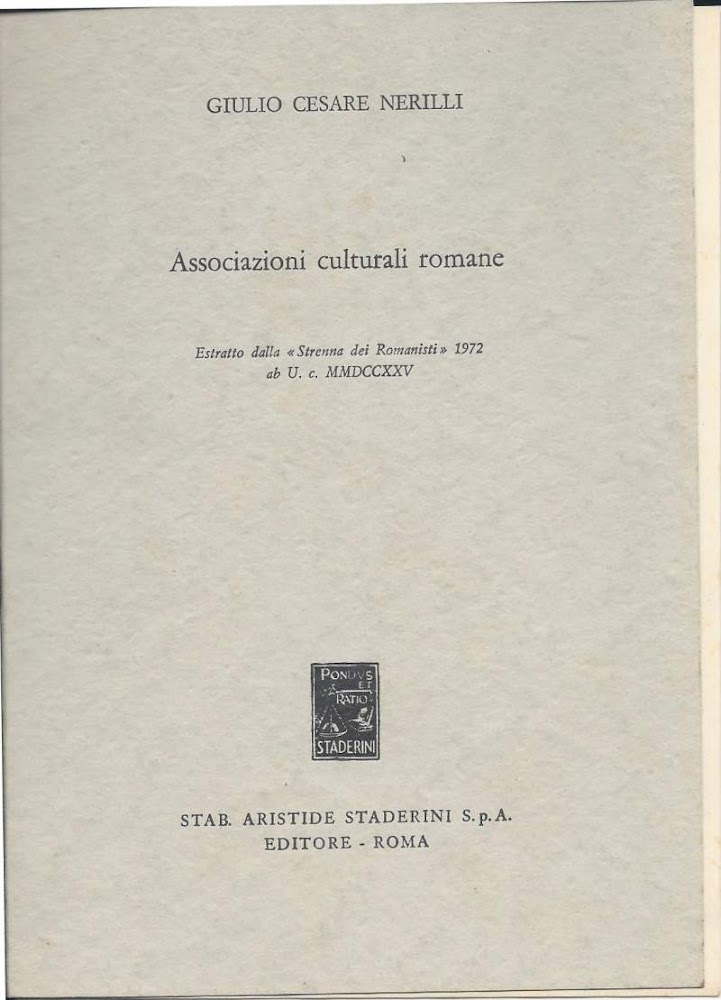 ASSOCIAZIONI CULTURALI ROMANE (1972)