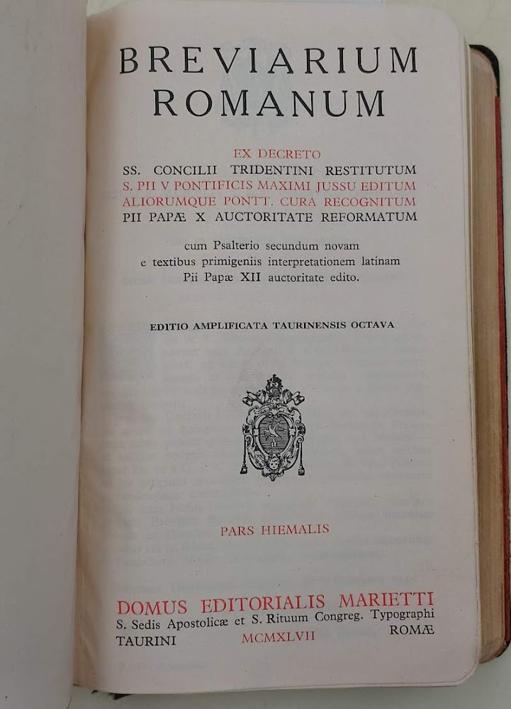 BREVIARIUM ROMANUM EX DECRETO SS. CONCILII TRIDENTINI RESTITUTUM...(1947)