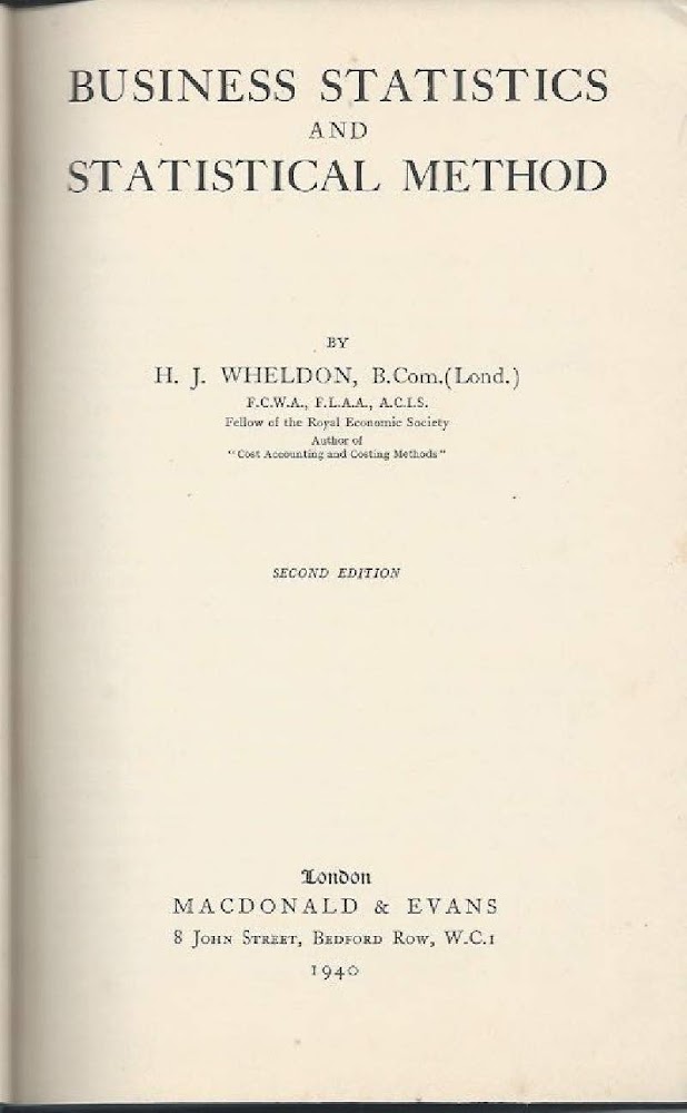 BUSINESS STATISTICS AND STATISTICAL METHOD (1940)