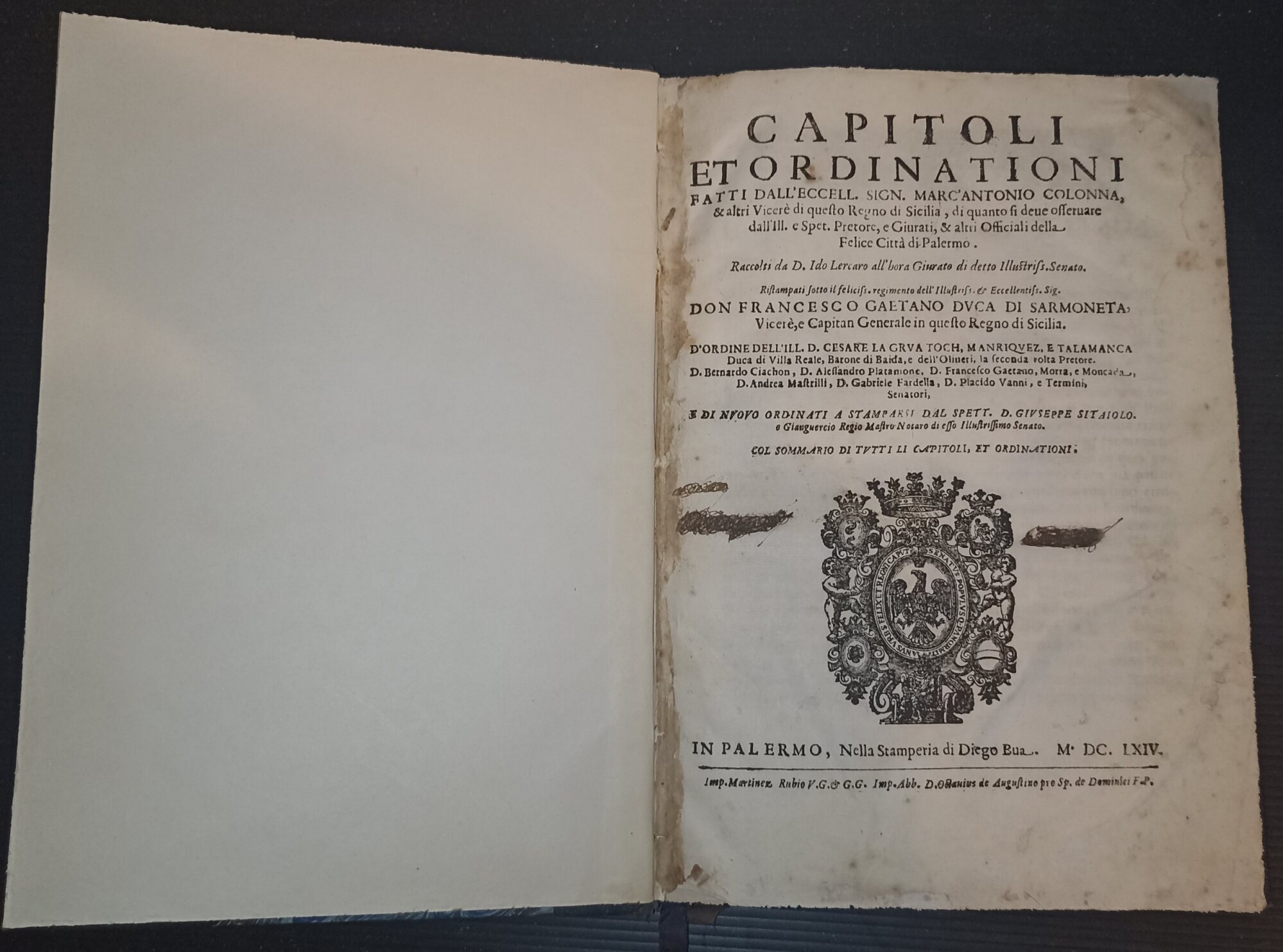 Capitoli et ordinationi fatti dall'eccell. sign. Mar'Antonio Colonna &amp; altri …