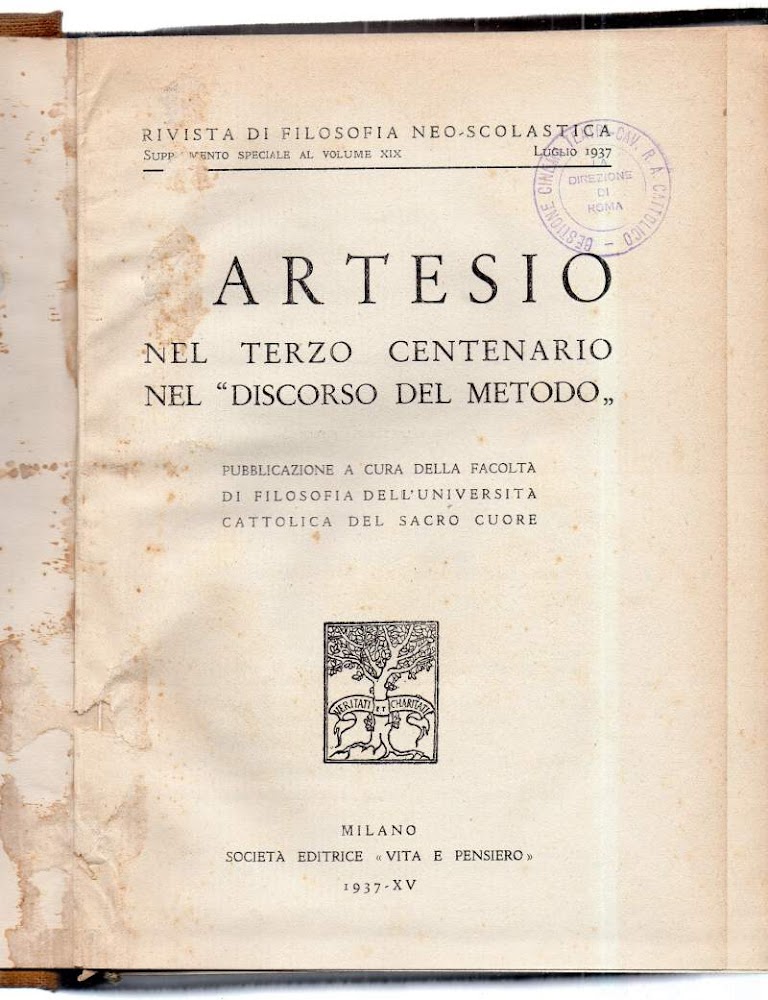 CARTESIO NEL TERZO CENTENARIO DEL DISCORSO DEL METODO