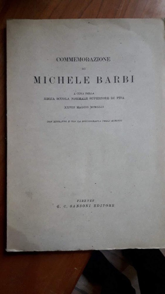 COMMEMORAZIONE DI MICHELE BARBI (1943)