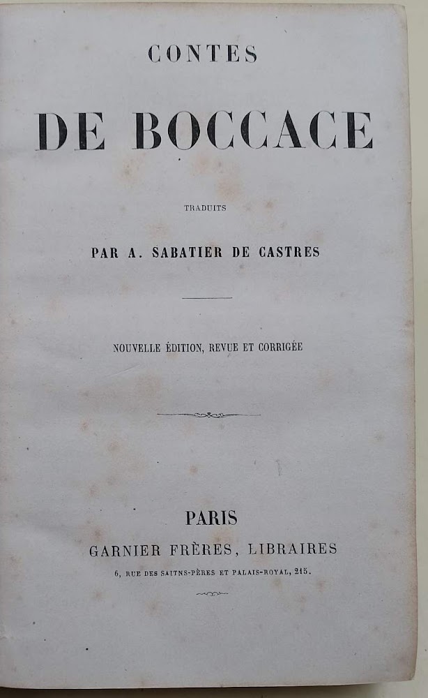 CONTES DE BOCCACE(FINE '800)