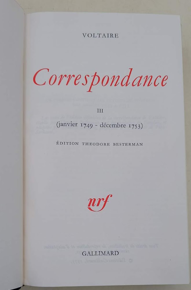 CORRESPONDANCE III 1749 - 1753 (1975)