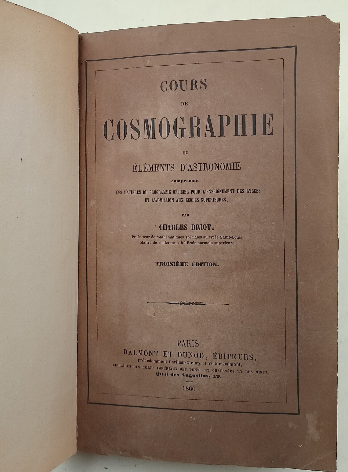 Cours des Cosmographie ou elements d'astronomie