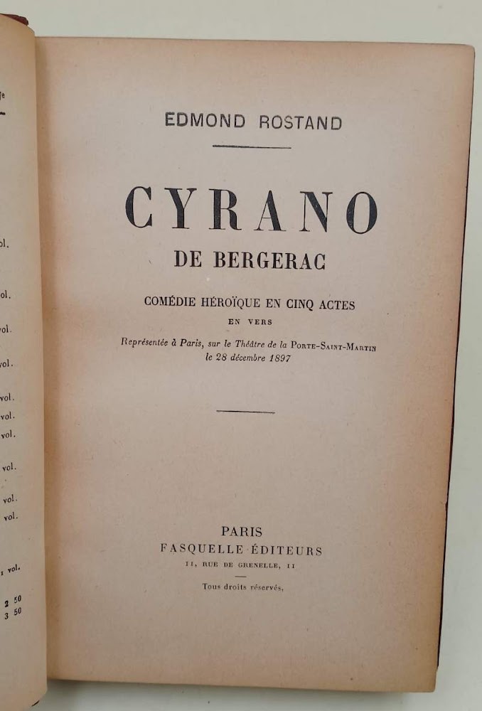CYRANO DE BERGERAC-COMEDIE HEROIQUE EN CINQ ACTES, EN VERS( SENZA …