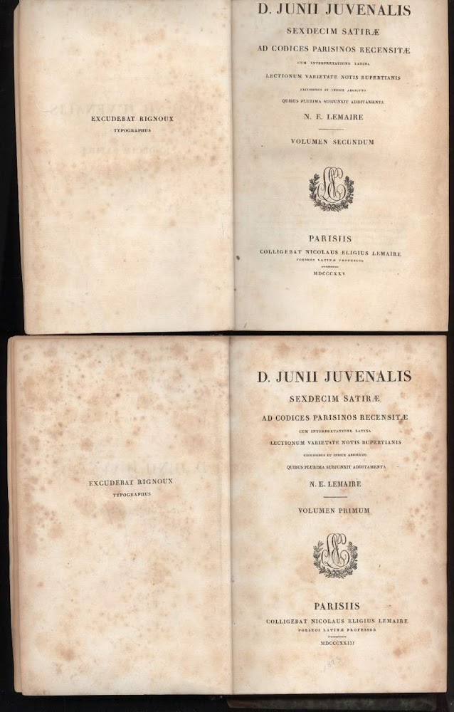 D.JUNII JUVENALIS SEXDECIM SATIRAE ad codices parisinos recensitae cum interpretatione …
