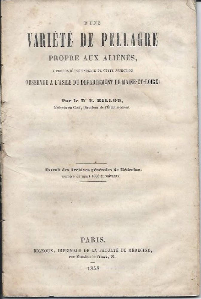 D'UNE VARIETE DE PELLAGRE PROPRE AUX ALIENES - A propos …
