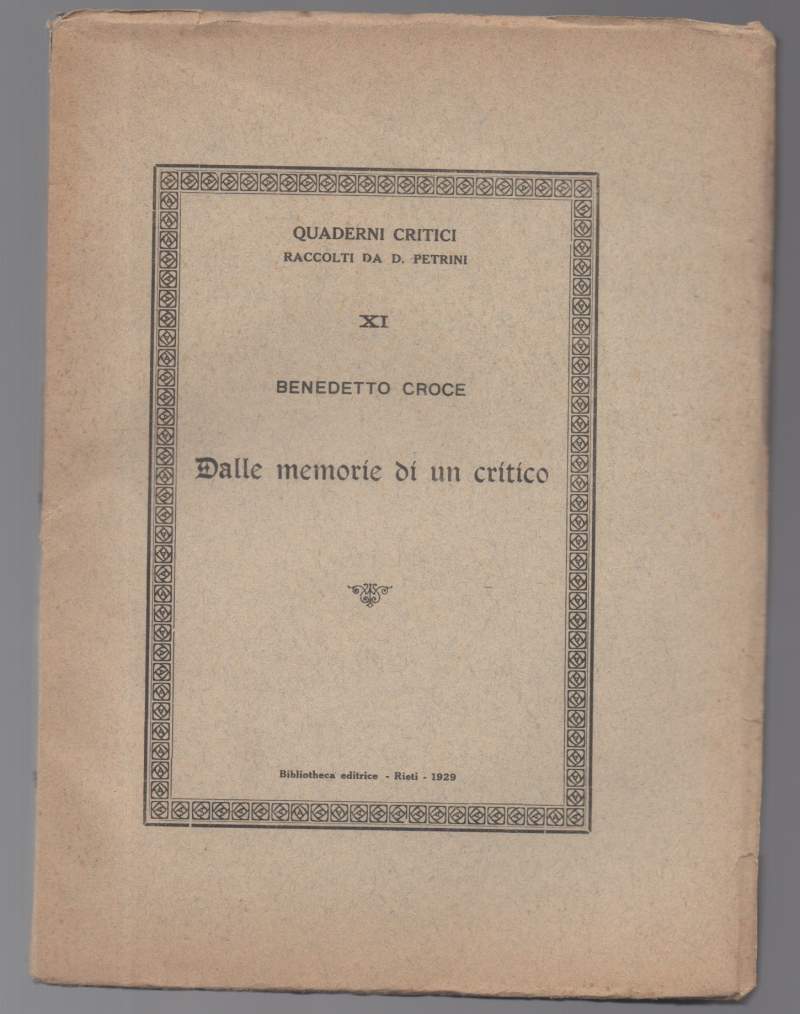 DALLE MEMORIE DI UN CRITICO (1929)