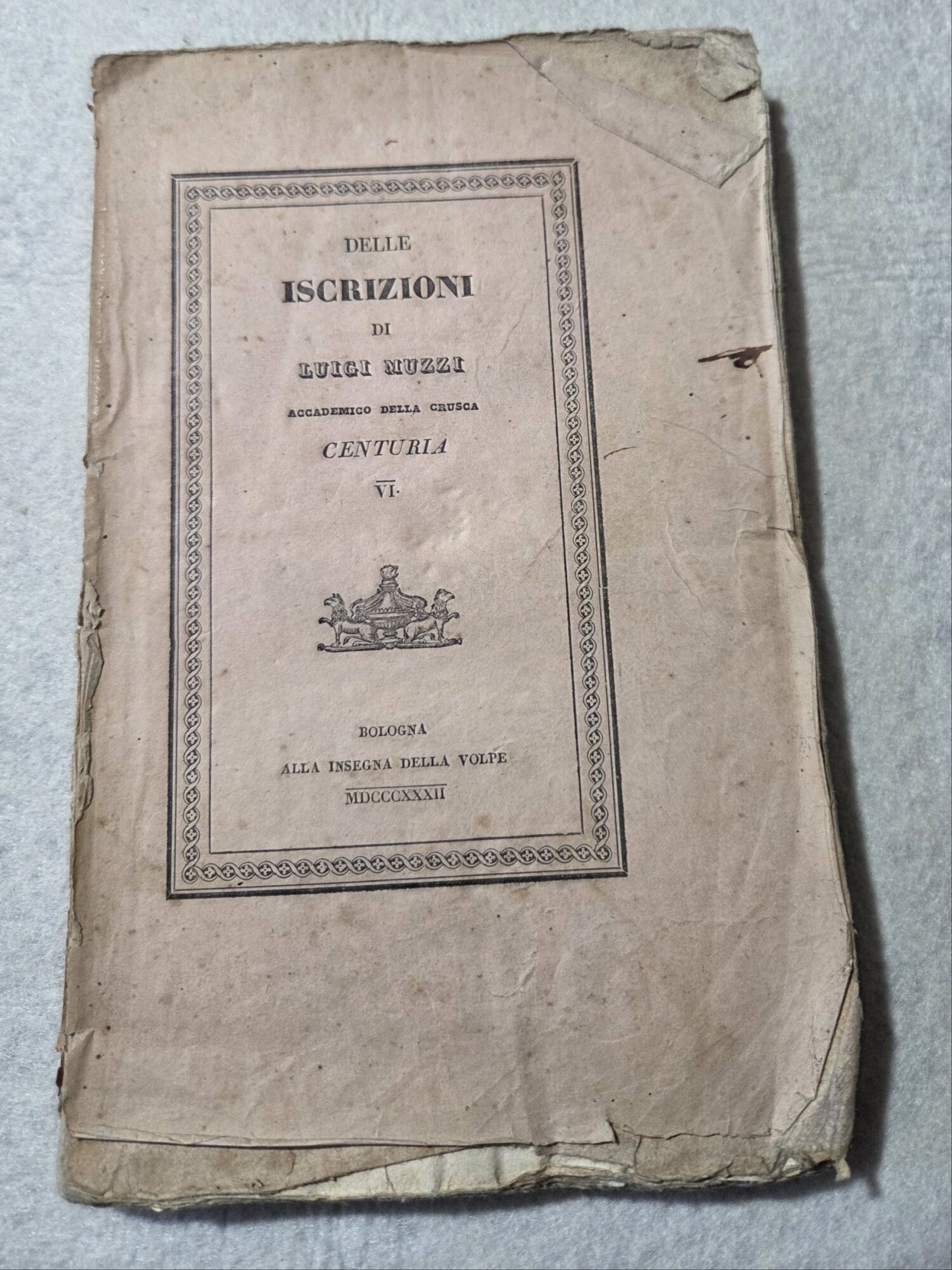 Delle iscrizioni di Luigi Muzzi - Centuria VI