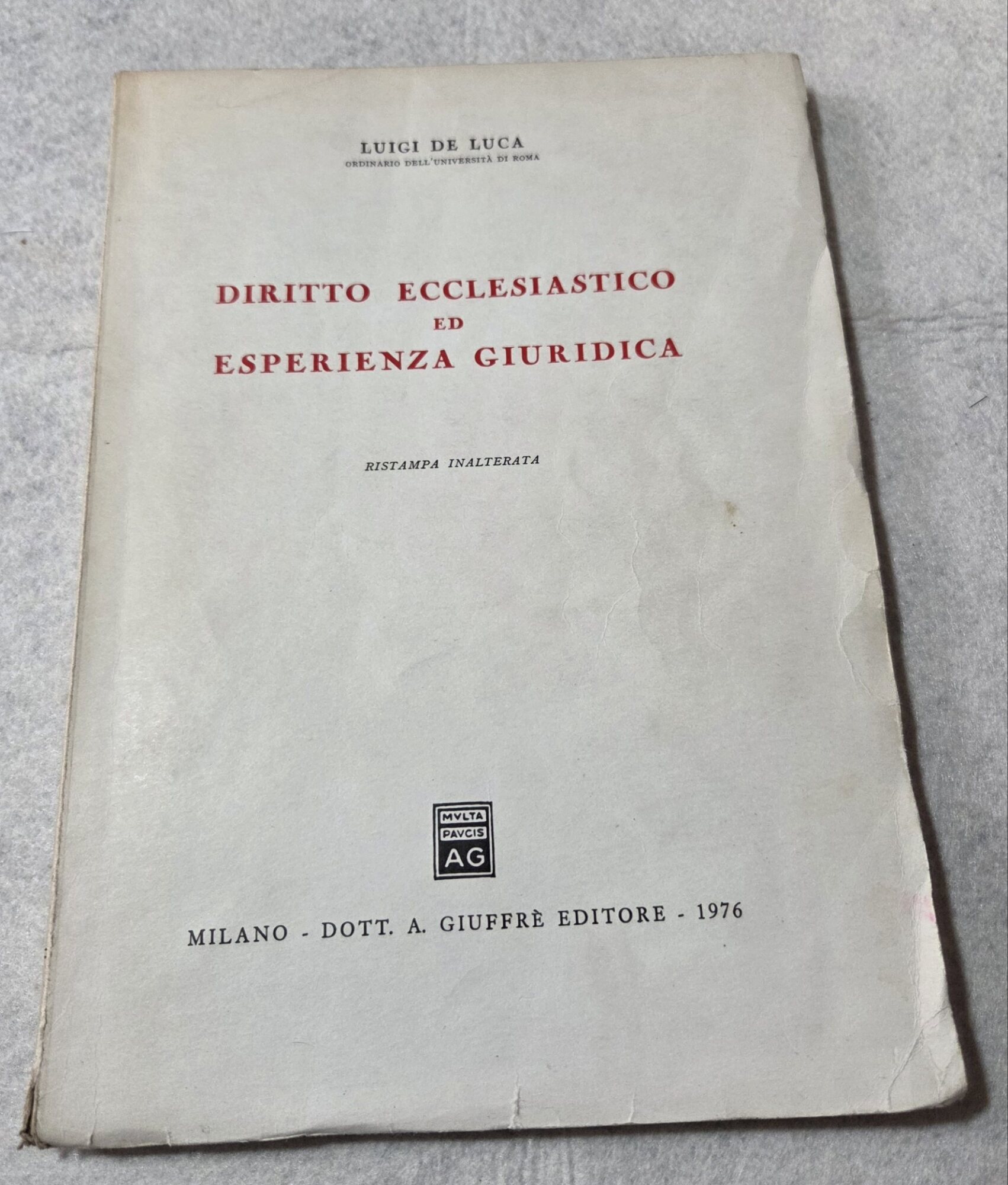 Diritto Ecclesiastico ed esperienza giuridica