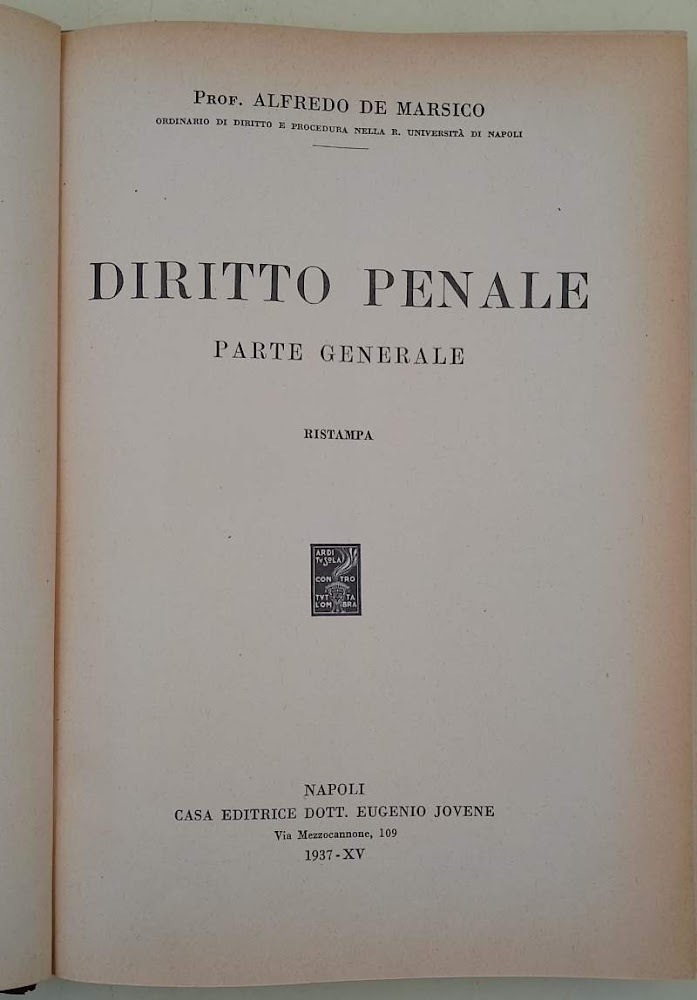 DIRITTO PENALE PARTE GENERALE(1937)
